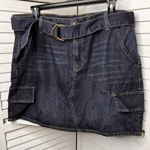 Mudd FLX Stretch Denim Jean Skirt Junior‎ Sz 17 Faux Cargo Belted Pockets NWOT